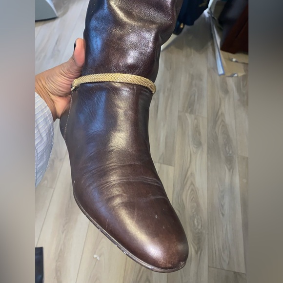 Migliorini Brown Leather Riding Boots gently worn size 9.5 with gold accent - Picture 3 of 9